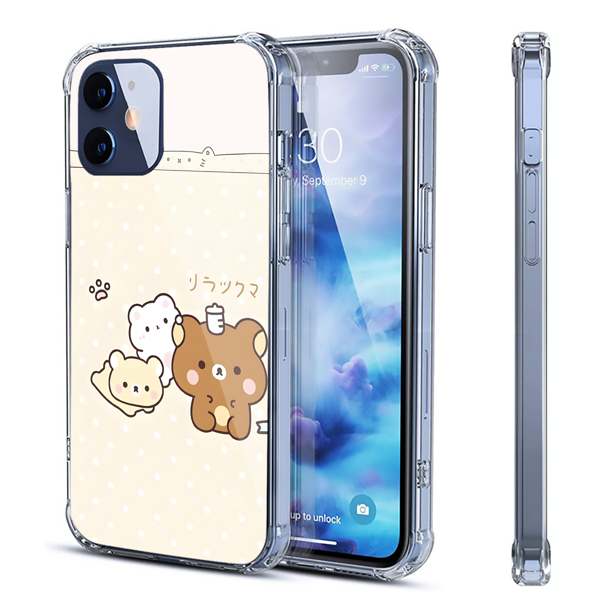 （画像用） リラックマ リラックマ キイロイトリ Rilakkuma Korilakkuma Kiiroitori 【iPhone 12シリーズ対応】透明スマホケース（クリアソフトケース）